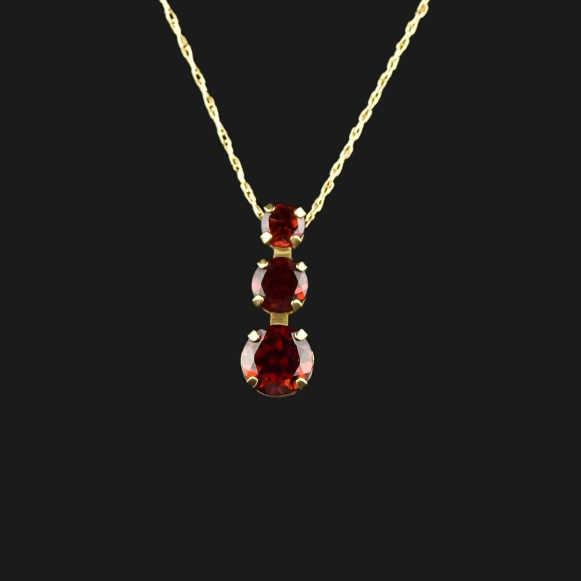 10K Gold Garnet Journey Pendant Necklace