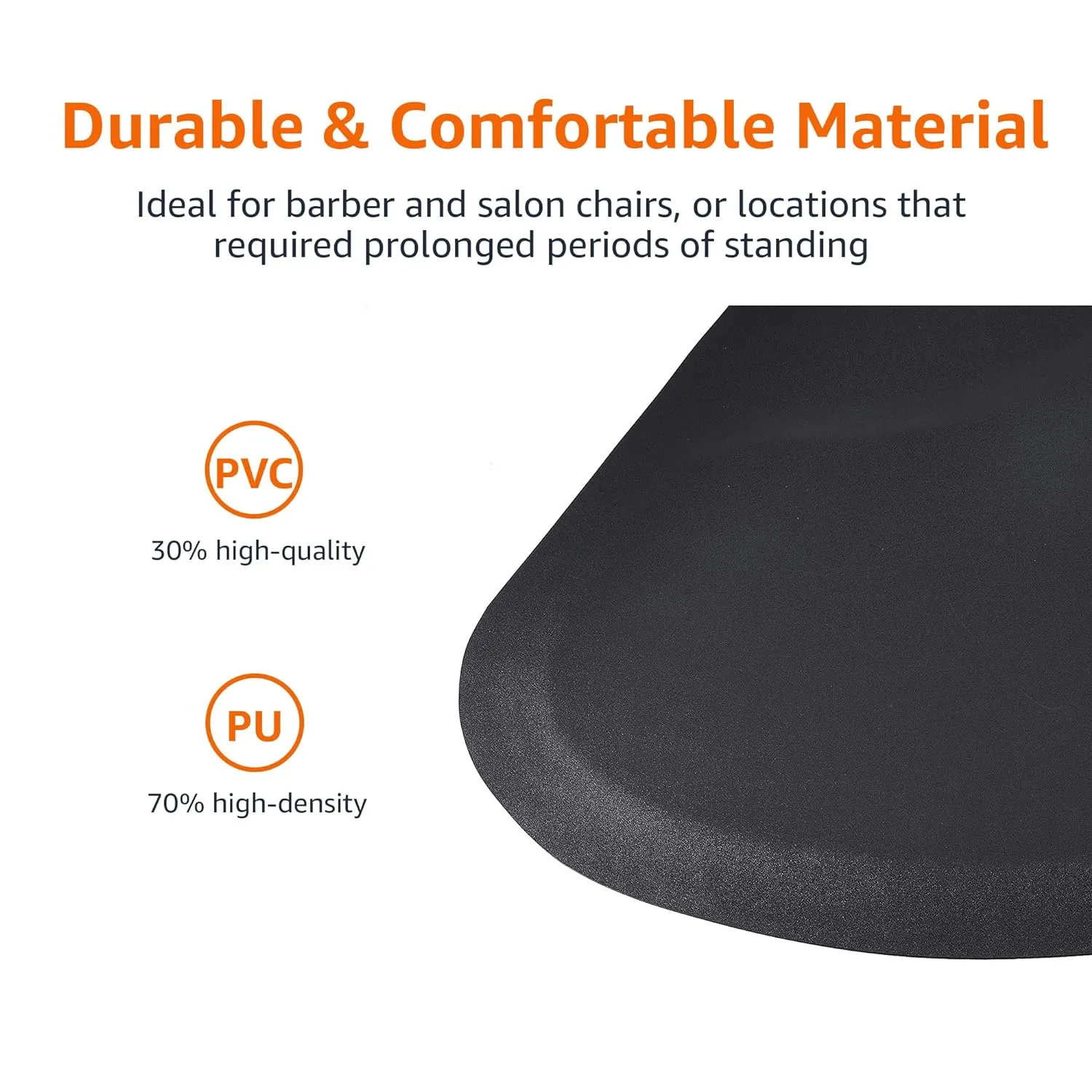 3 ft. x 5 ft. Salon & Barber Shop Chair Anti-Fatigue Floor Mat - Black Semi Circle - 7/ 8 in. Thick