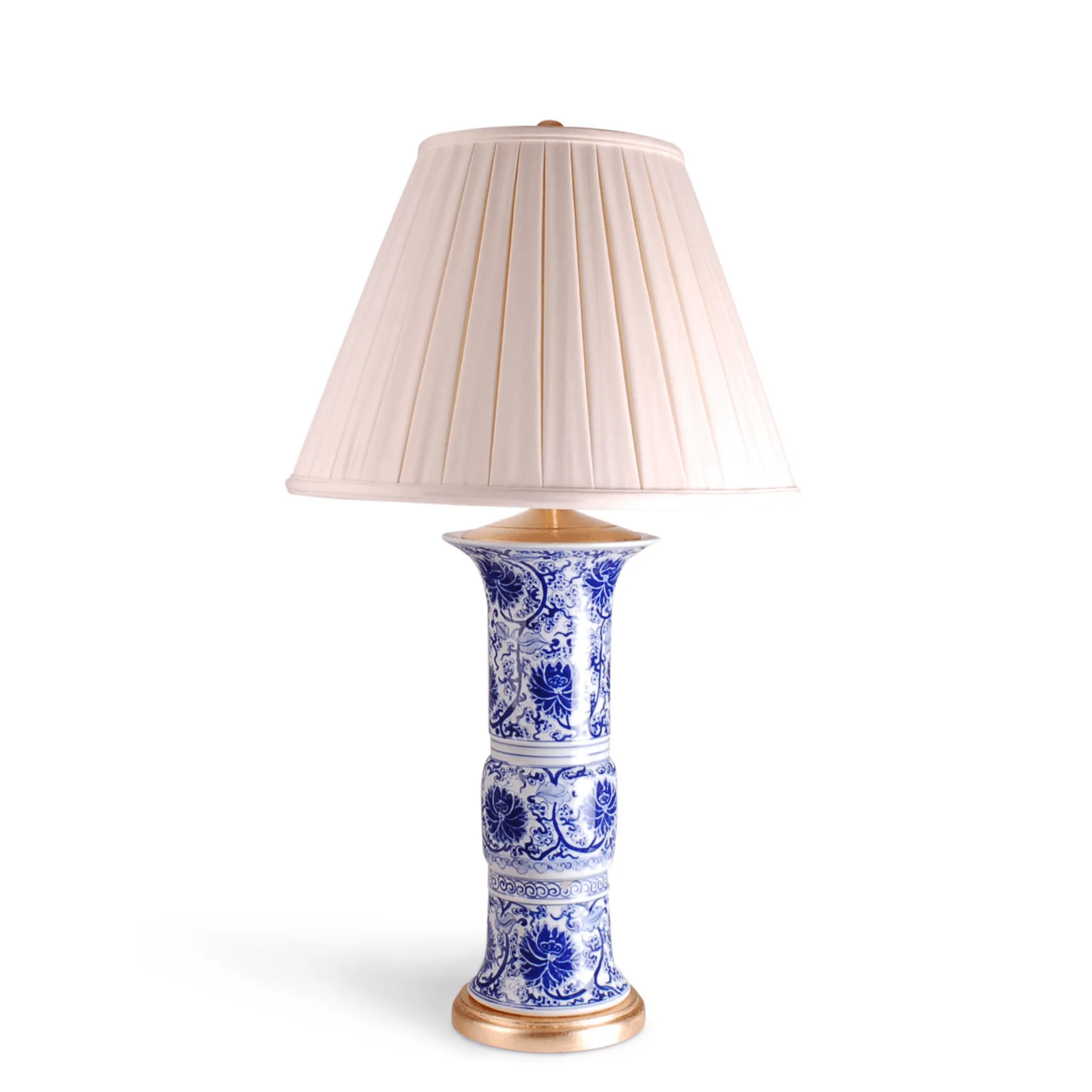 31" Blue & White Floral Beaker Vase Table Lamp