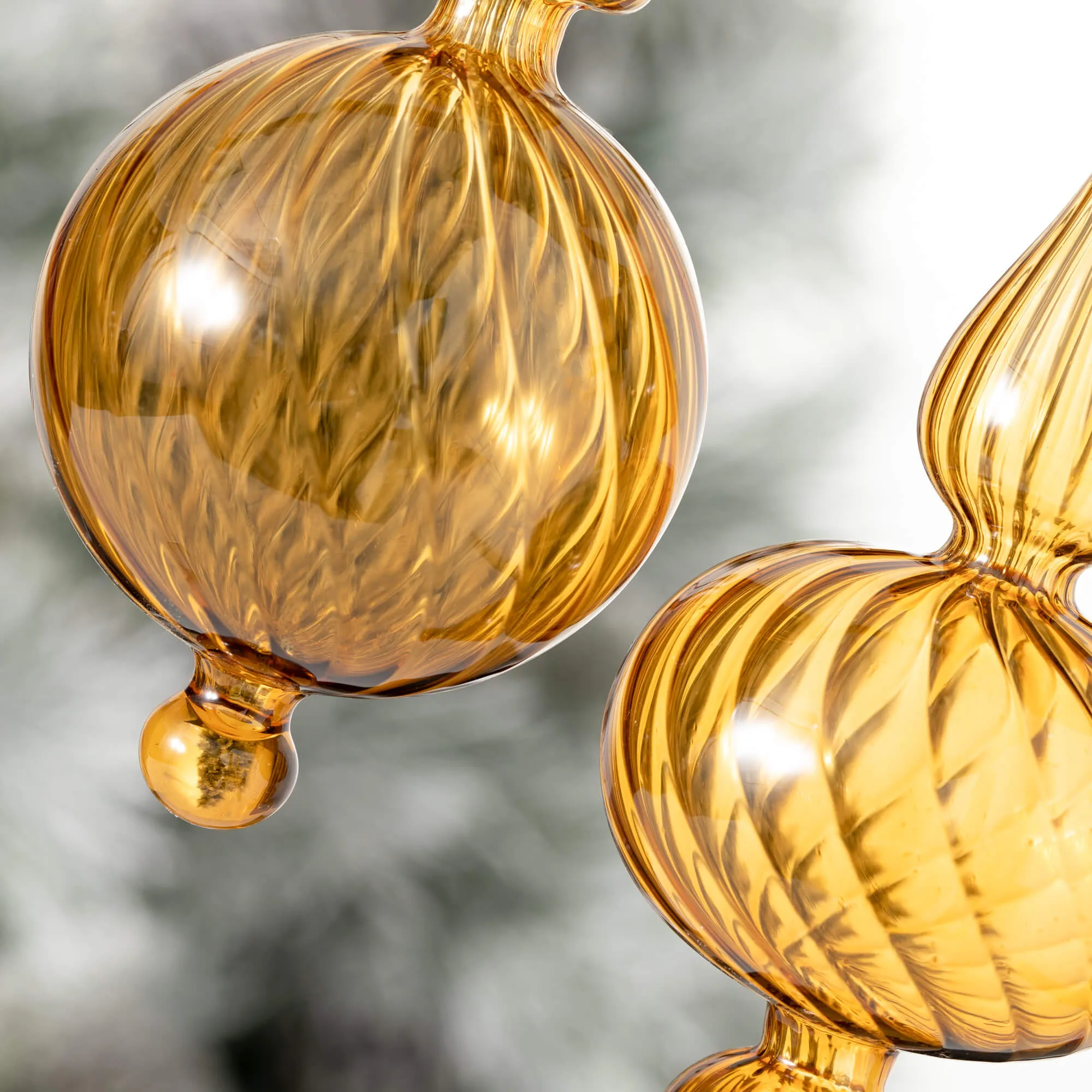 8"H and 5.25"H Sullivans Gold Finial Ornament - Set of 2, Gold Christmas Ornaments