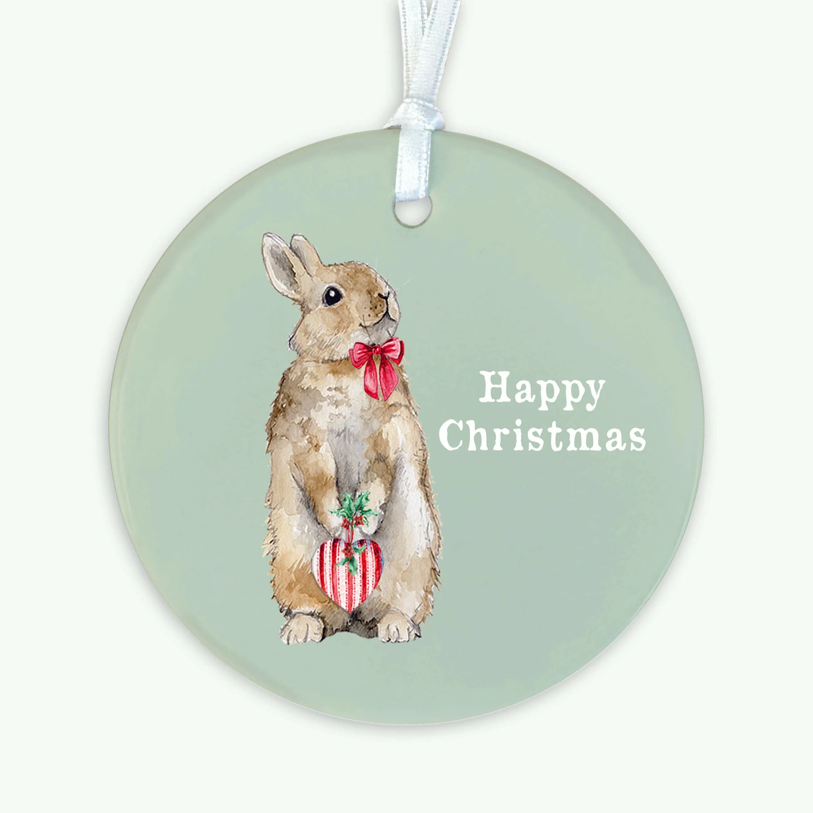 A6 Greeting Card with Ceramic Keepsake -Christmas Bunny