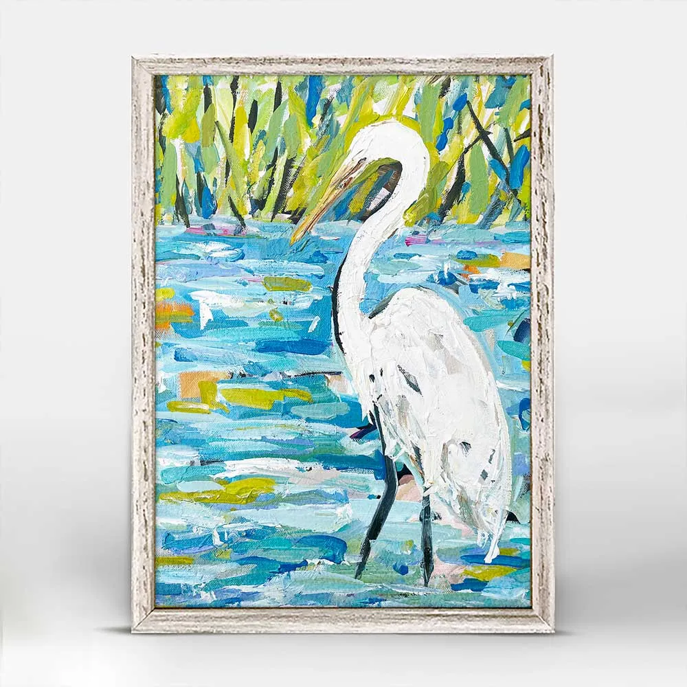 Abstract Egret Mini Framed Canvas