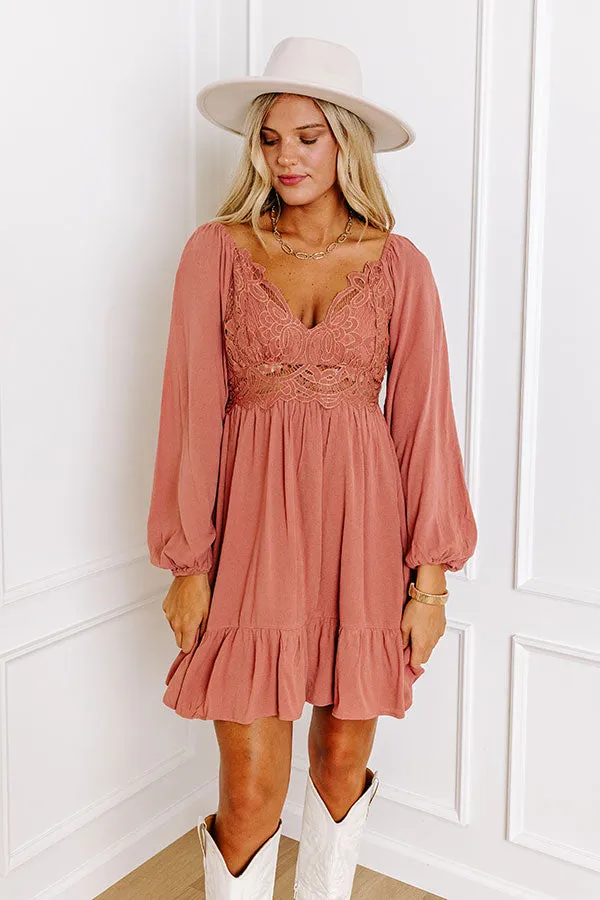 All The Sway Lace Mini Dress In Rustic Rose