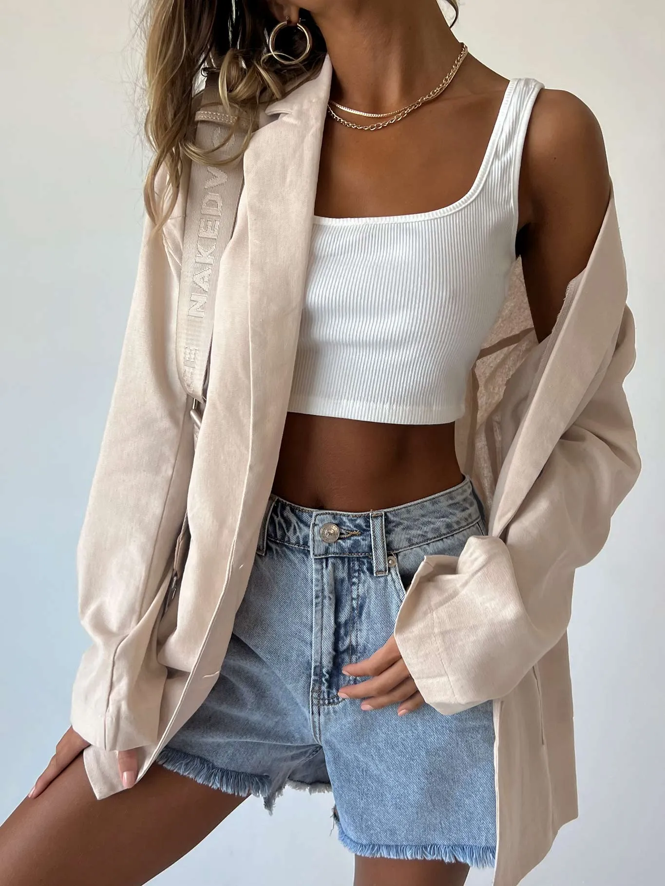 Amber Oversized Linen Blazer Beige