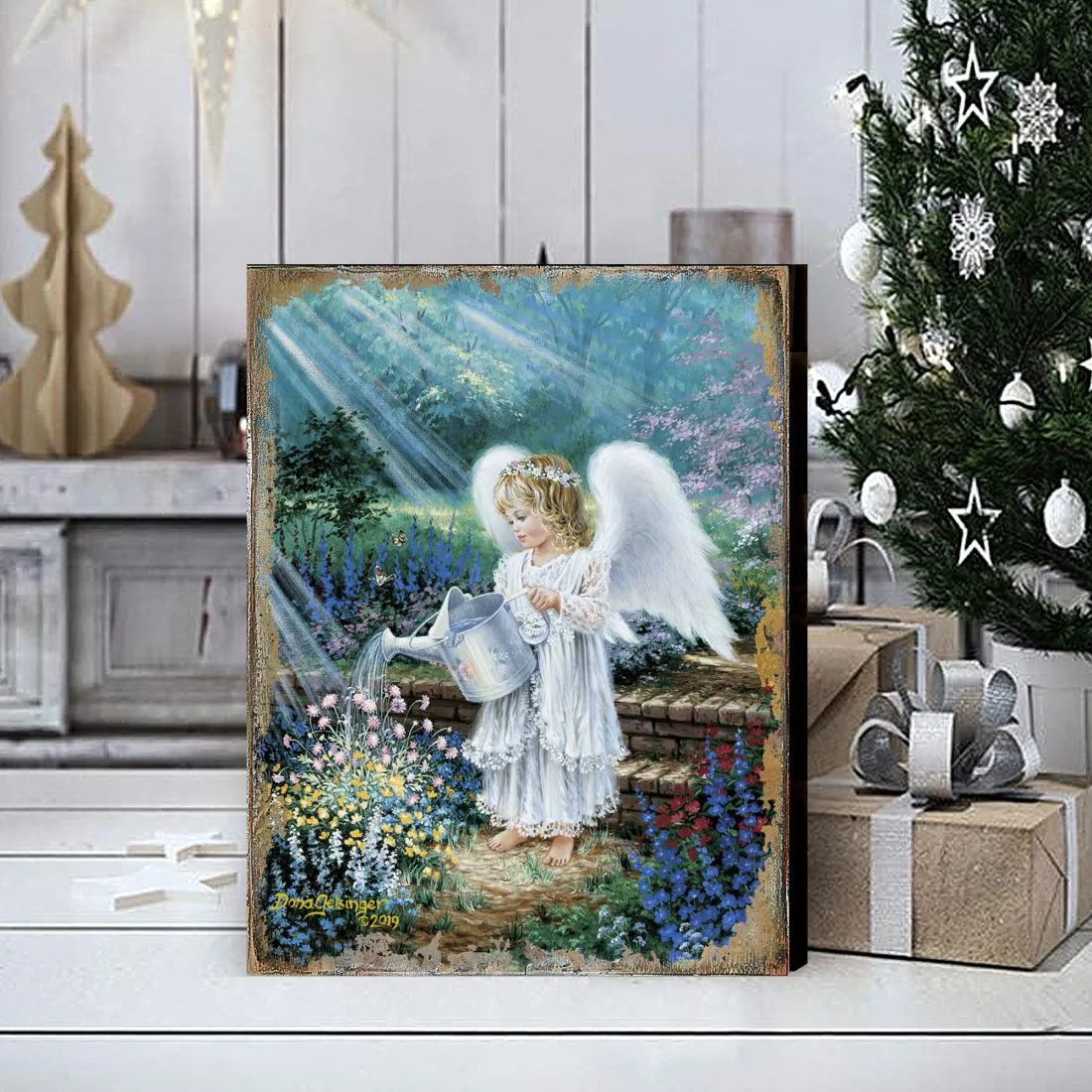 An Angel's Gift Wooden Wall Art by D. Gelsinger - Nativity Holiday Décor - 95661B-9708