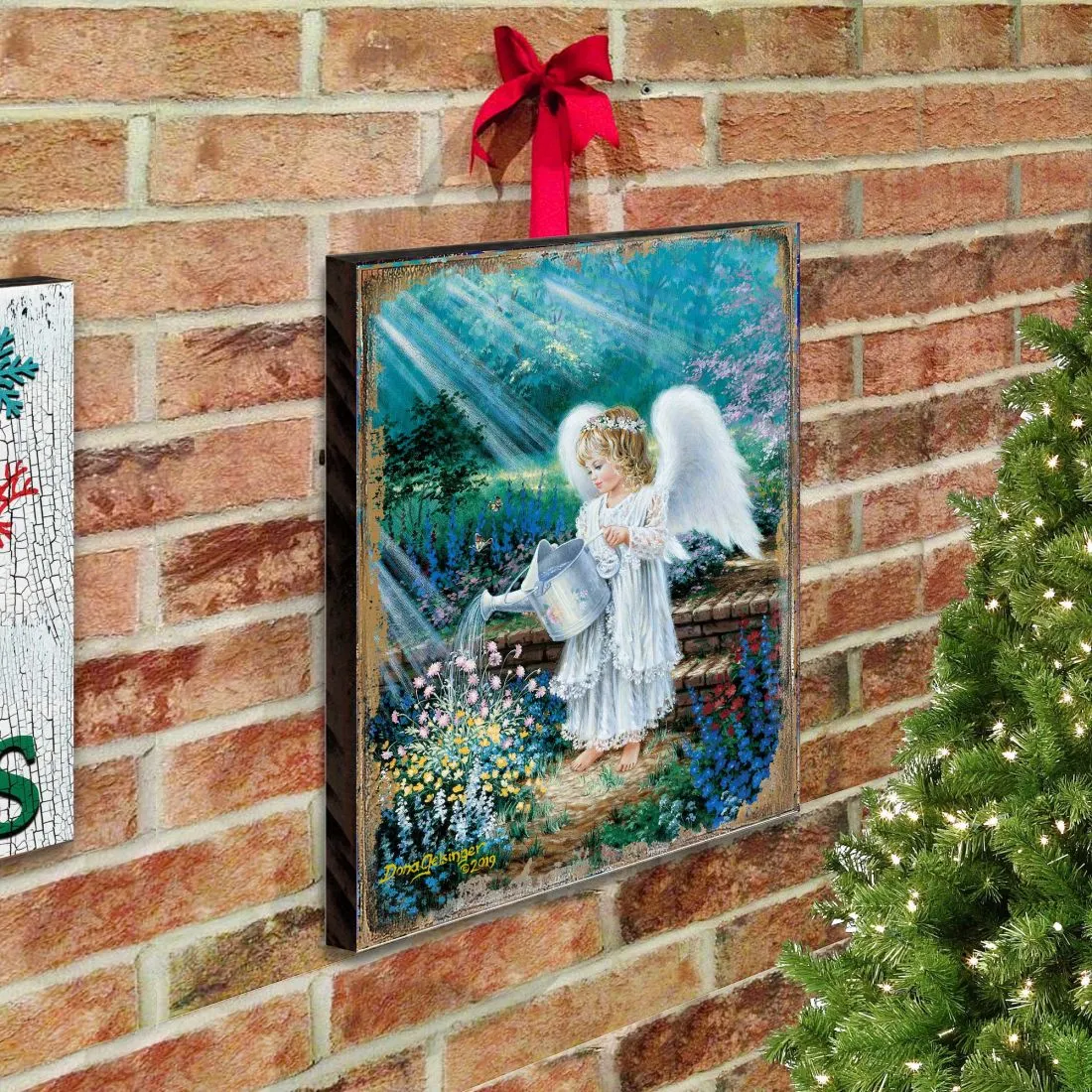 An Angel's Gift Wooden Wall Art by D. Gelsinger - Nativity Holiday Décor - 95661B-9708