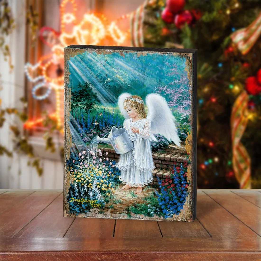 An Angel's Gift Wooden Wall Art by D. Gelsinger - Nativity Holiday Décor - 95661B-9708