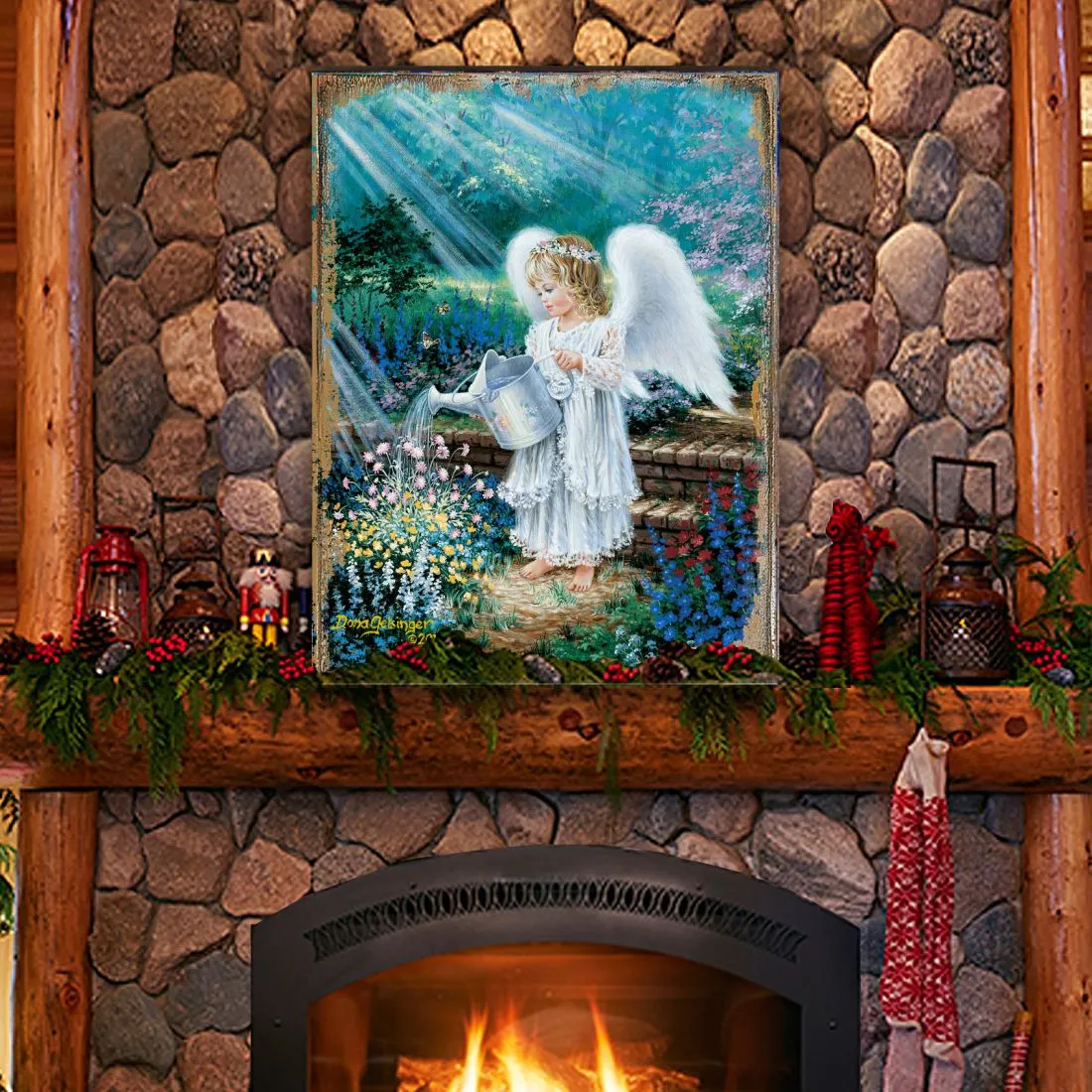 An Angel's Gift Wooden Wall Art by D. Gelsinger - Nativity Holiday Décor - 95661B-9708