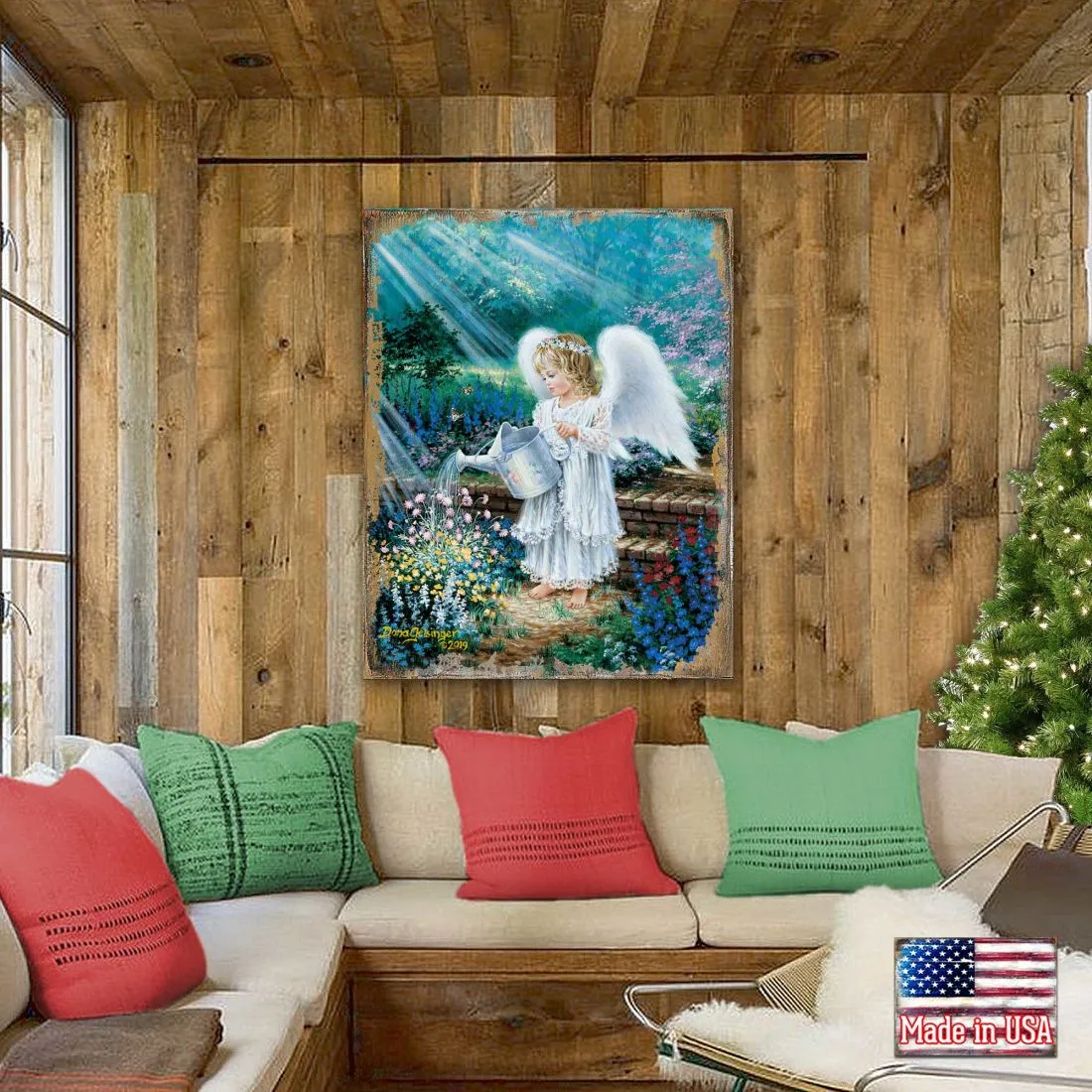 An Angel's Gift Wooden Wall Art by D. Gelsinger - Nativity Holiday Décor - 95661B-9708