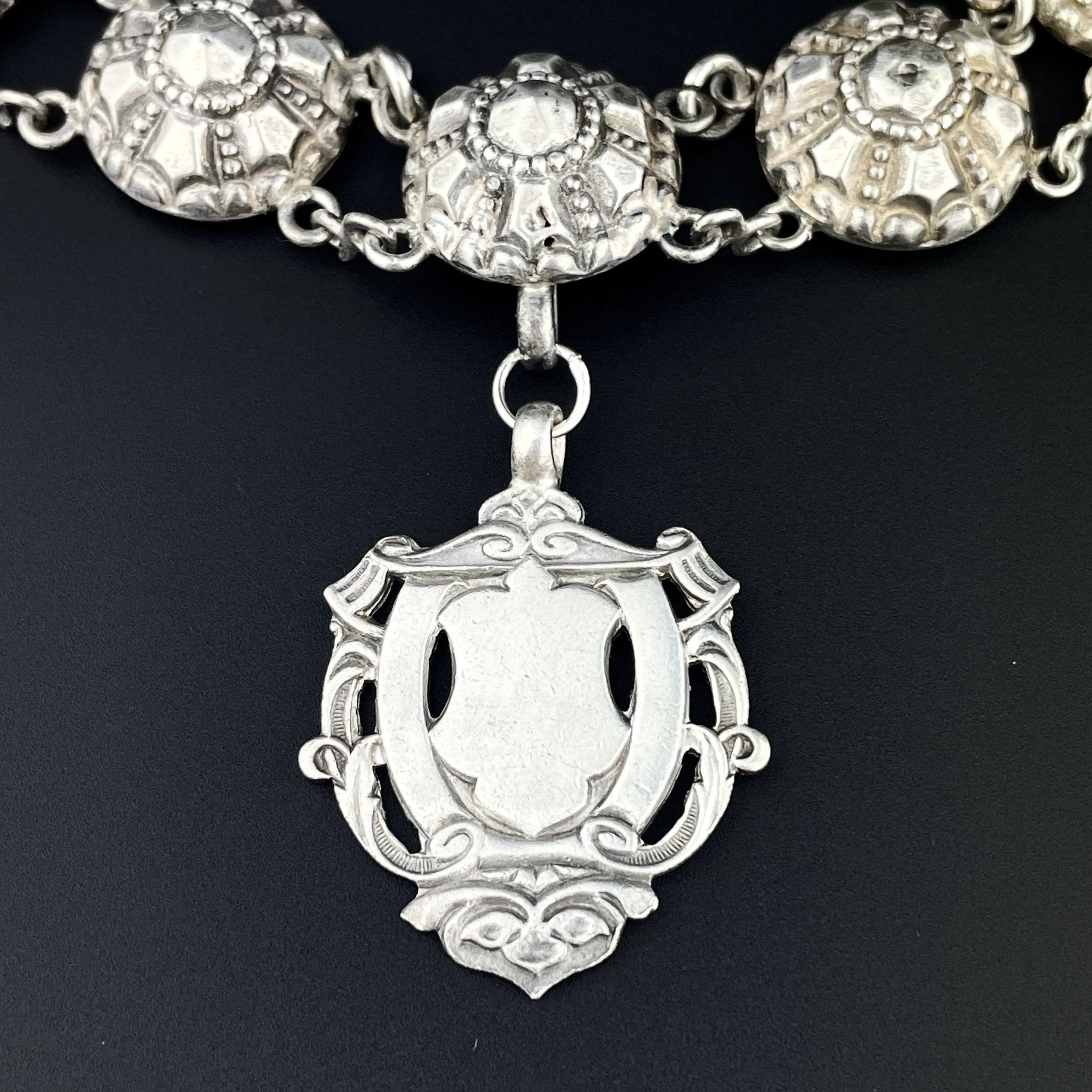 Antique Victorian Grand Croix French Silver Collar Necklace