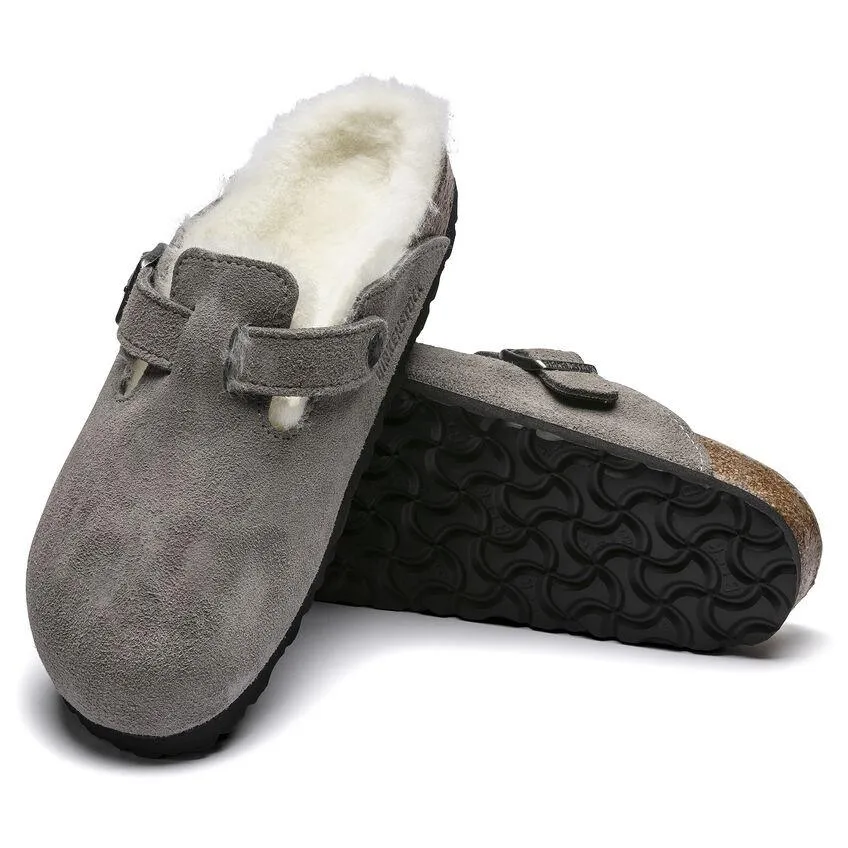 Birkenstock Women's Boston Shearling Stone Coin Suede