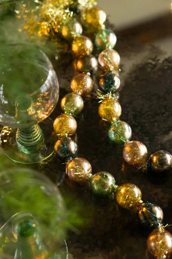 Black, Green & Gold Bauble Garland