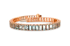 Bracelet 18kt Rose Gold Emerald Cut Aquamarines