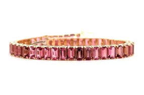 Bracelet 18kt Rose Gold Emerald Cut Pink Tourmalines Tennis