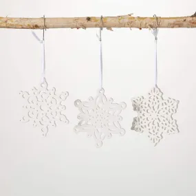 Ceramic Snowflake Ornament White 6.5"H Ceramic Set of 3