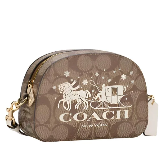 Coach Mini Serena Signature Canvas Crossbody Khaki/Chalk