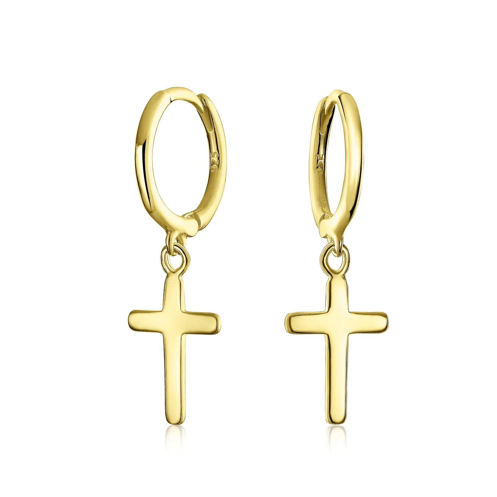 Cuff Drop Dangle Cross Earrings Lever Back Fish Hook Gold Plated Sterling Silver