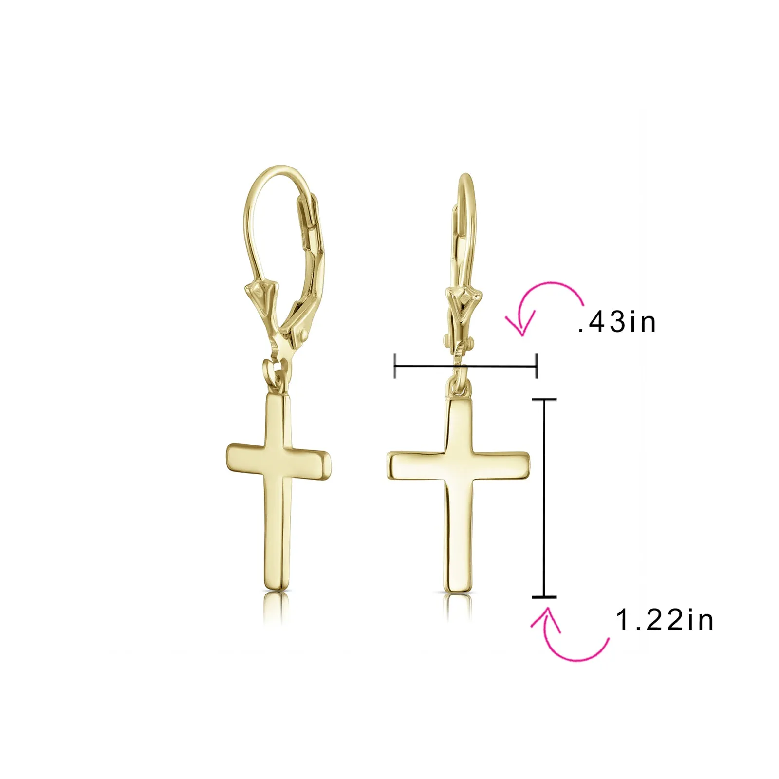 Cuff Drop Dangle Cross Earrings Lever Back Fish Hook Gold Plated Sterling Silver