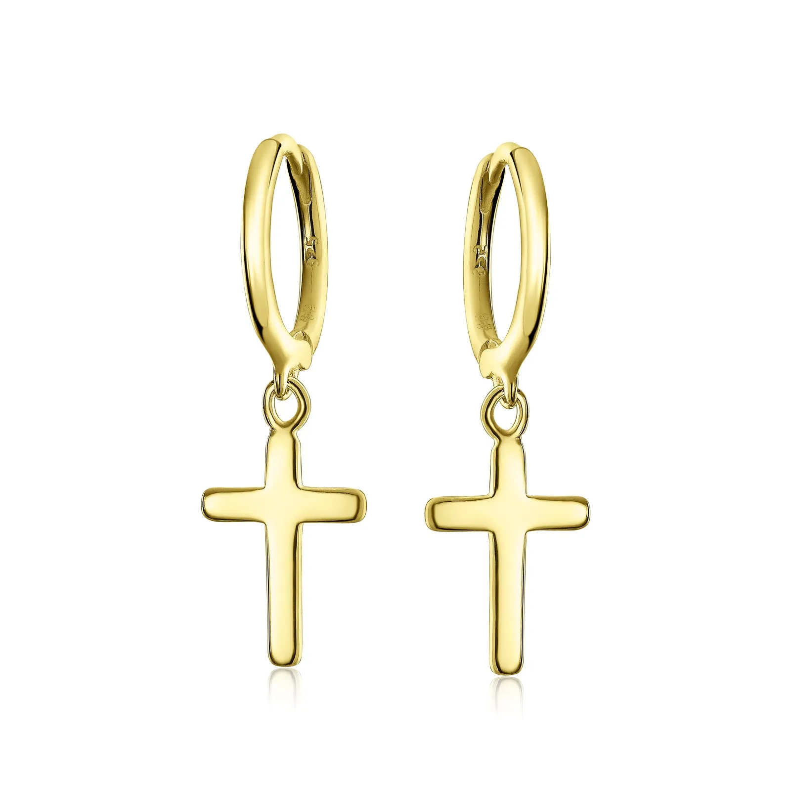 Cuff Drop Dangle Cross Earrings Lever Back Fish Hook Gold Plated Sterling Silver