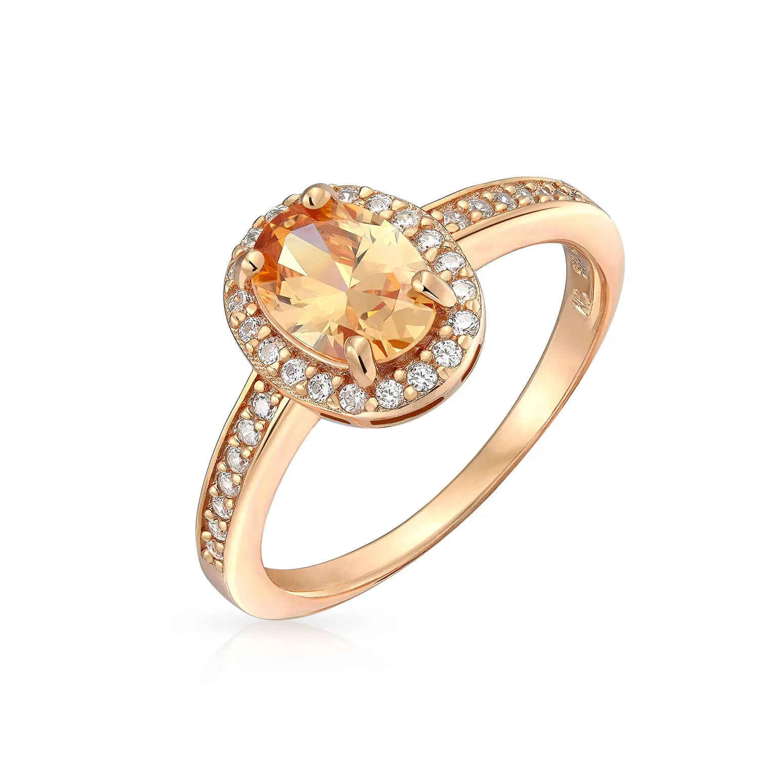 Dainty 1.5-3CT Oval Created Sapphire Gemstone Yellow Citrine Zircon Halo Ring