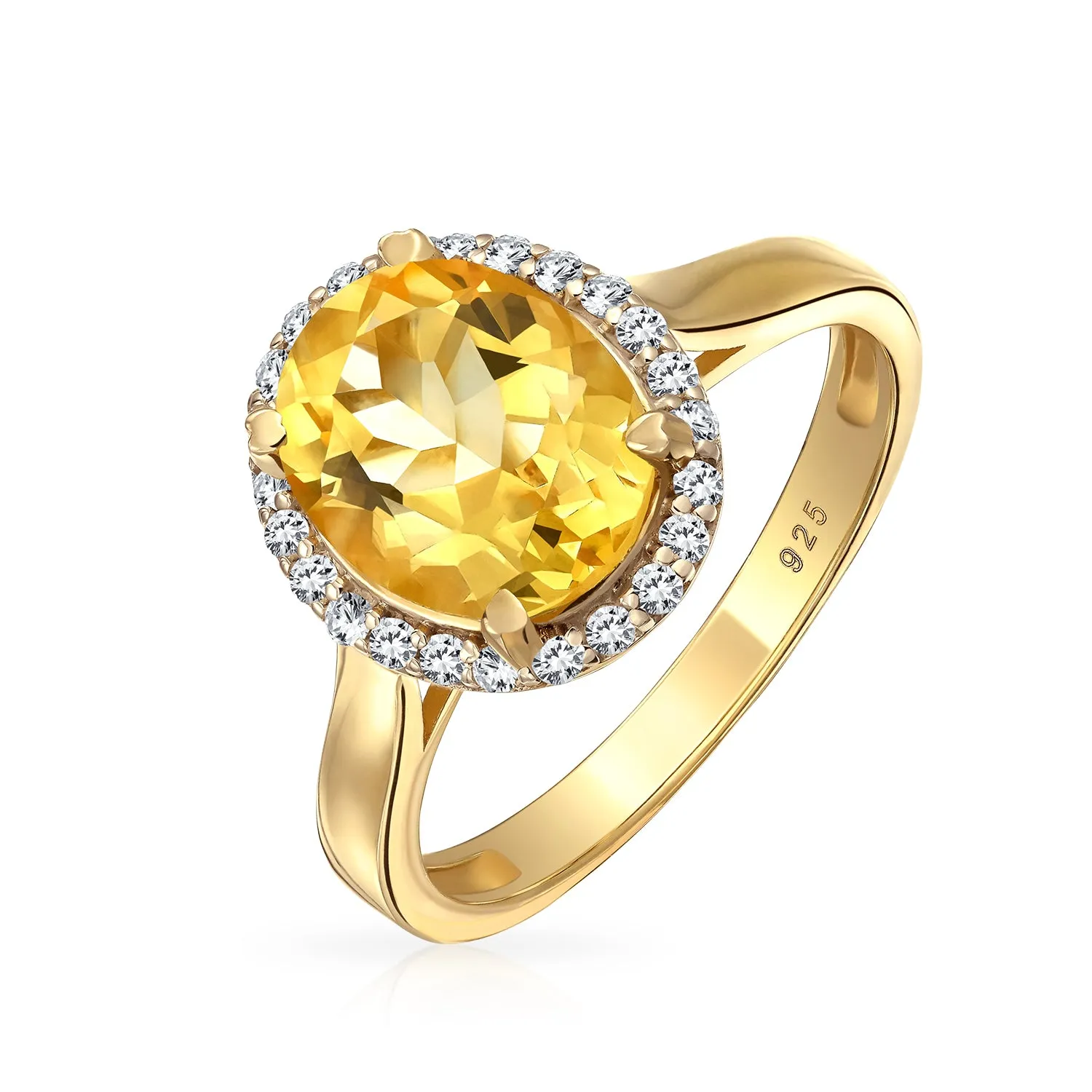 Dainty 1.5-3CT Oval Created Sapphire Gemstone Yellow Citrine Zircon Halo Ring