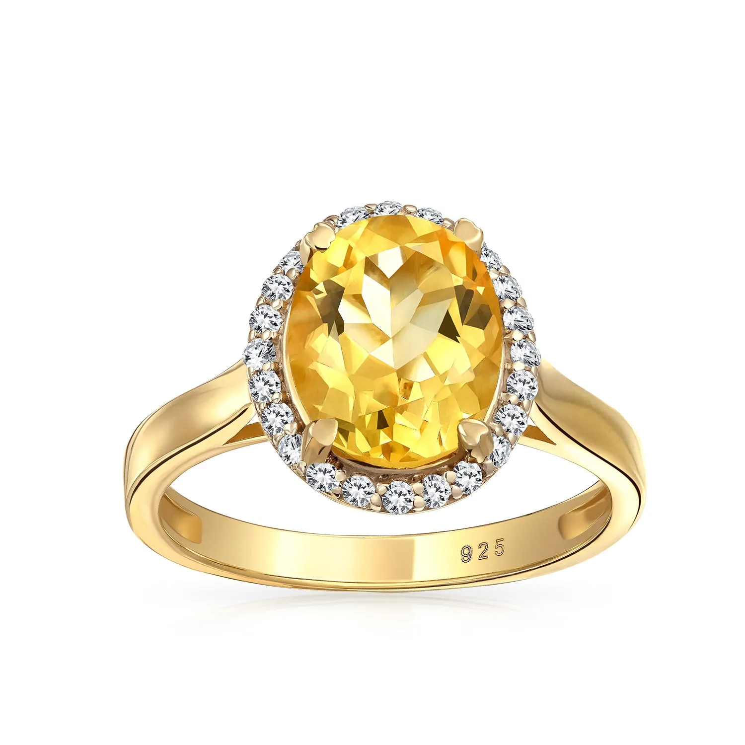 Dainty 1.5-3CT Oval Created Sapphire Gemstone Yellow Citrine Zircon Halo Ring