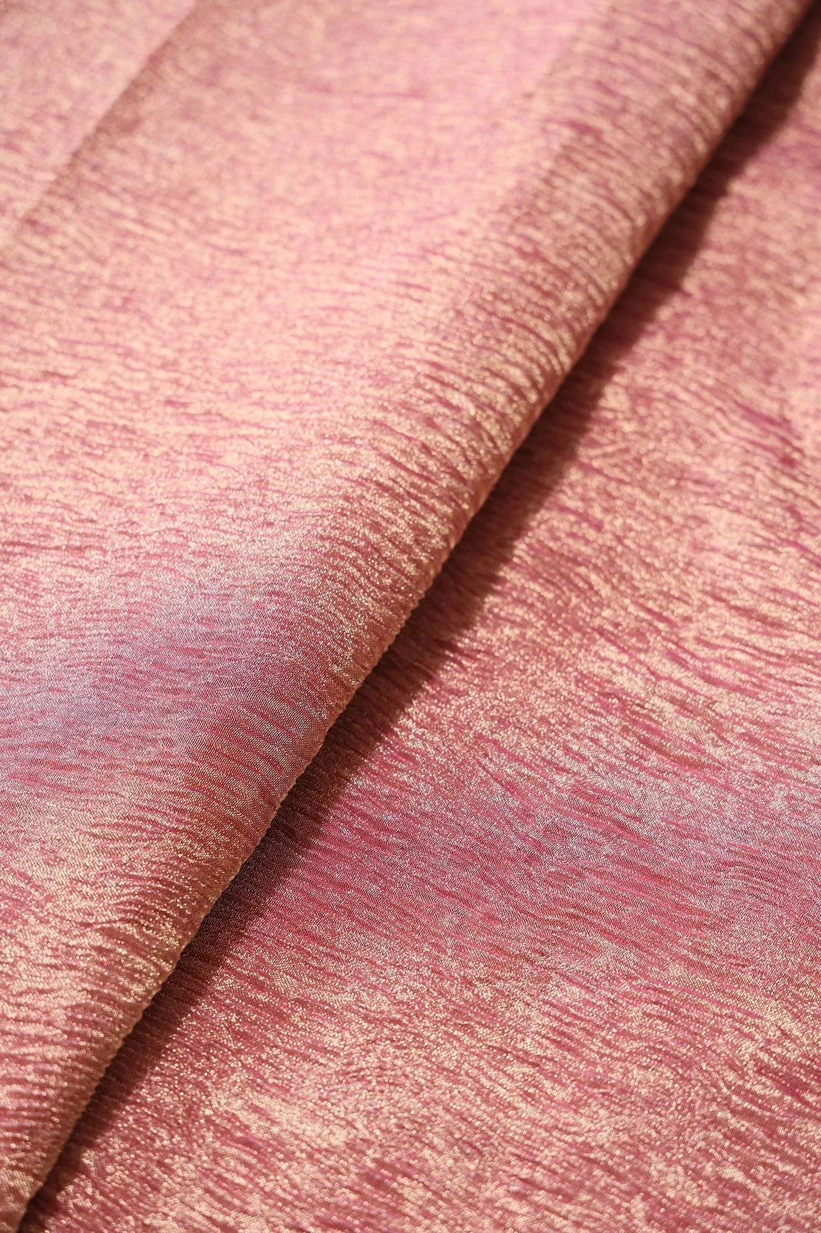 Dark Pink Banarasi Zari Crush Tissue Fabric