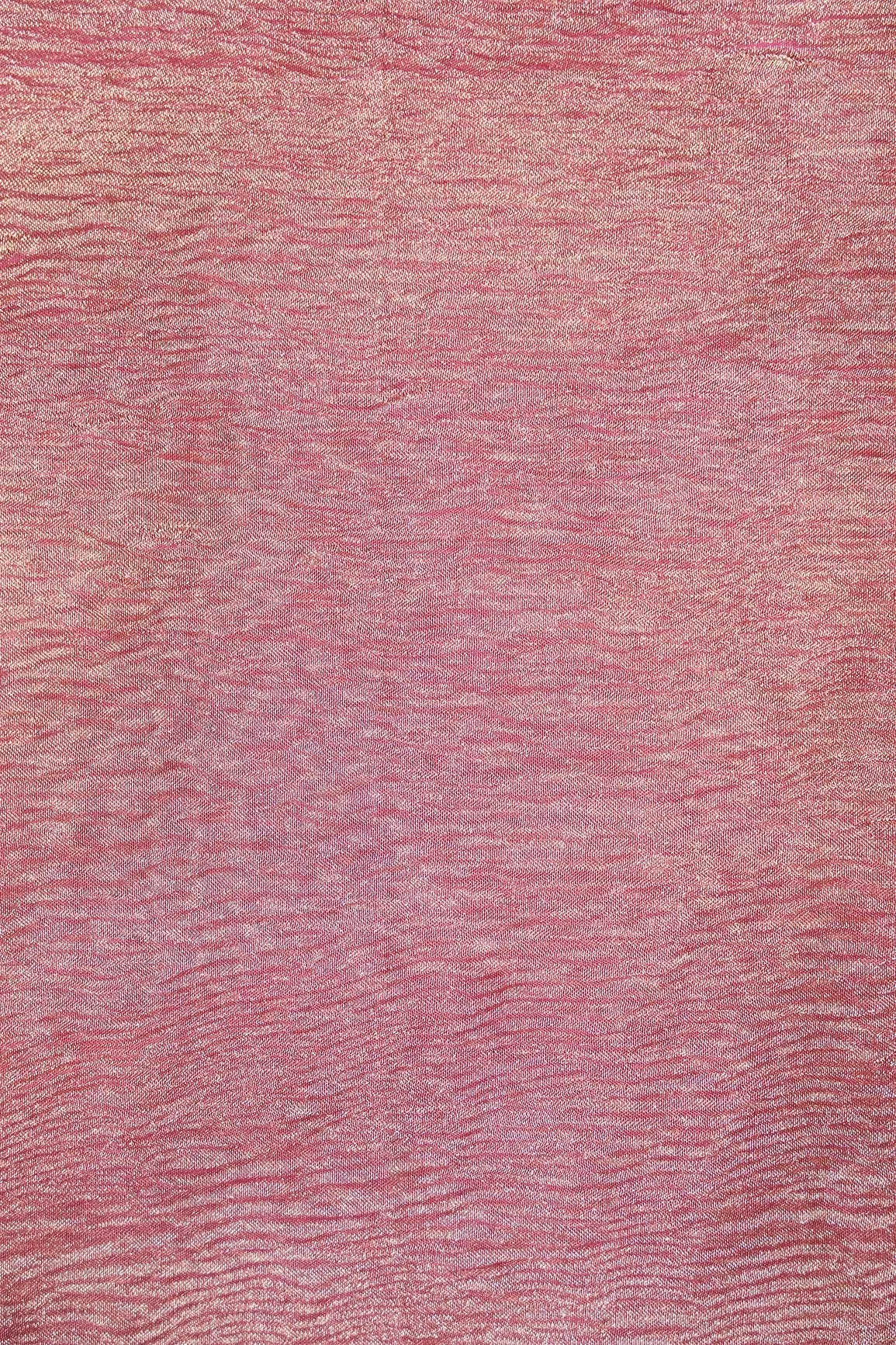 Dark Pink Banarasi Zari Crush Tissue Fabric