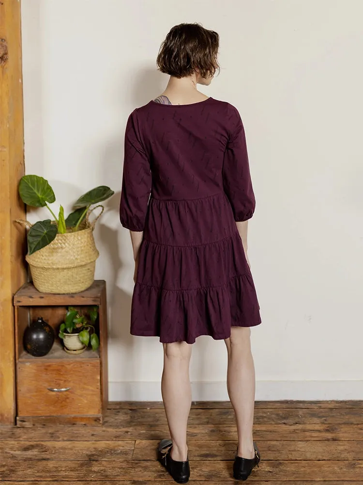 Dark Purple Diamond Vine Bellini Dress by Mata Traders