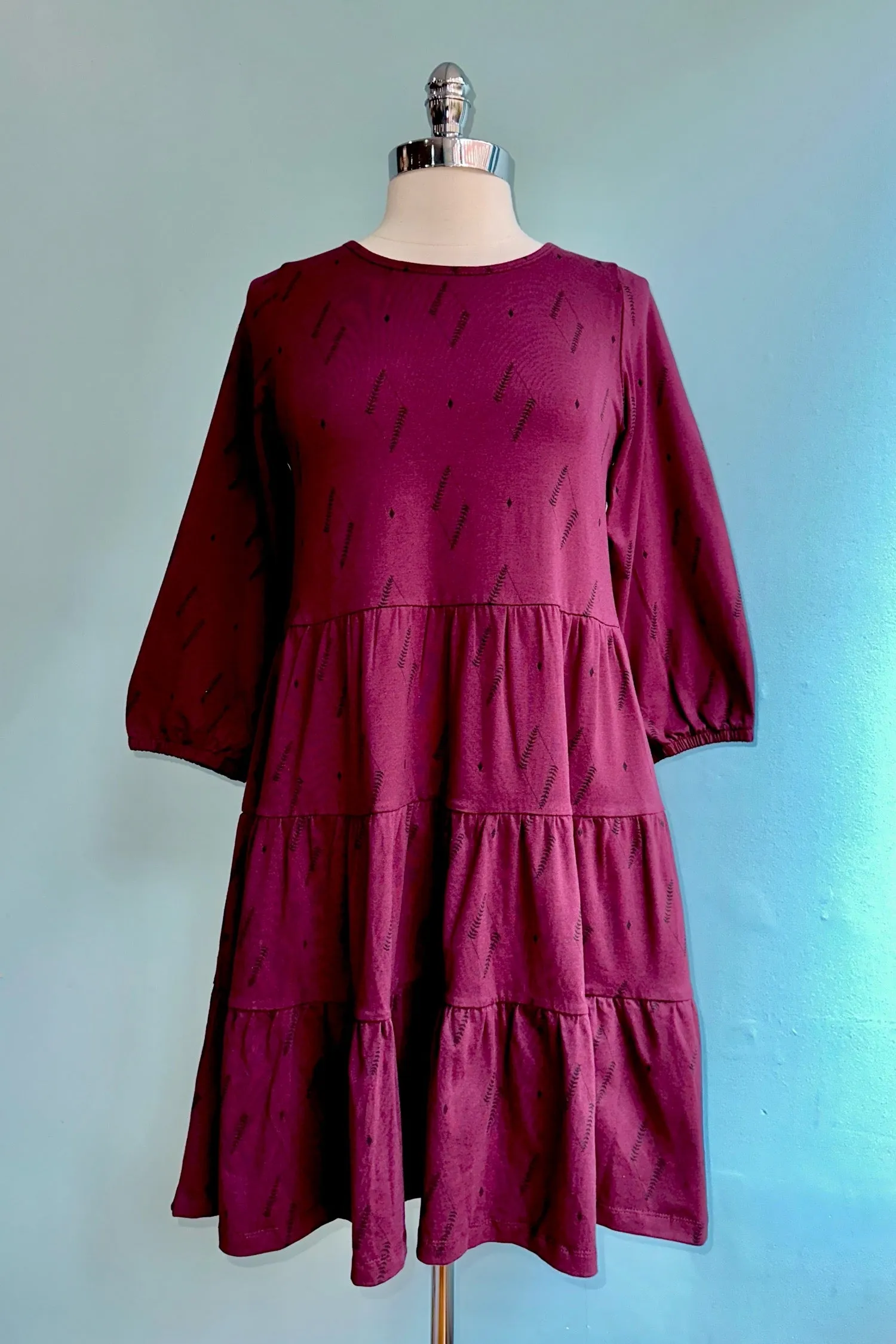 Dark Purple Diamond Vine Bellini Dress by Mata Traders