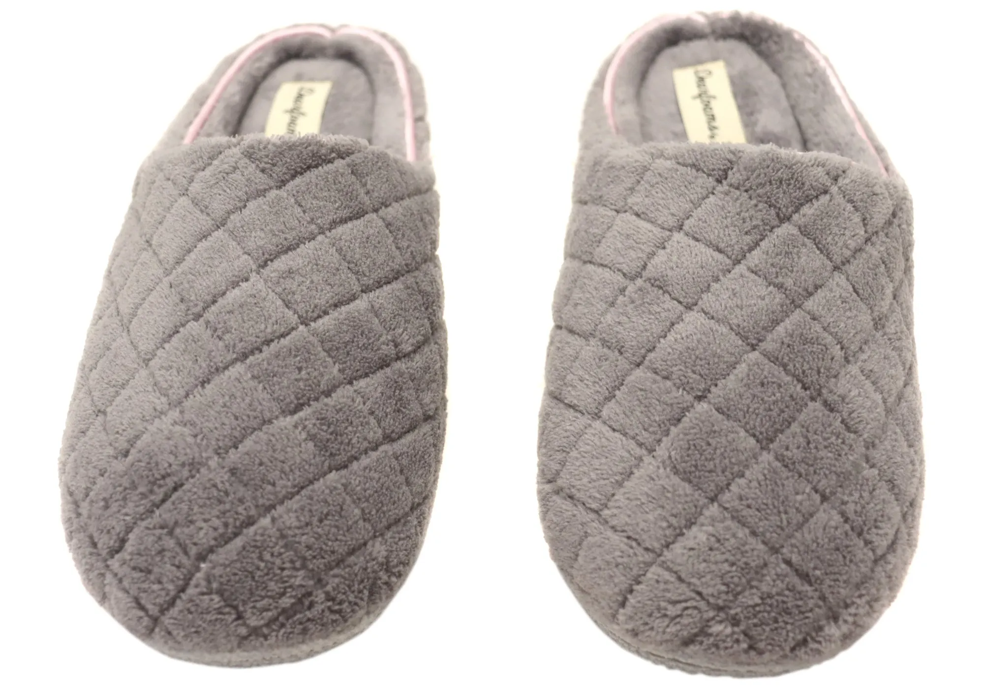 Dearfoams Womens Leslie Quilted Terry Clog Wide Fit Indoor Slippers