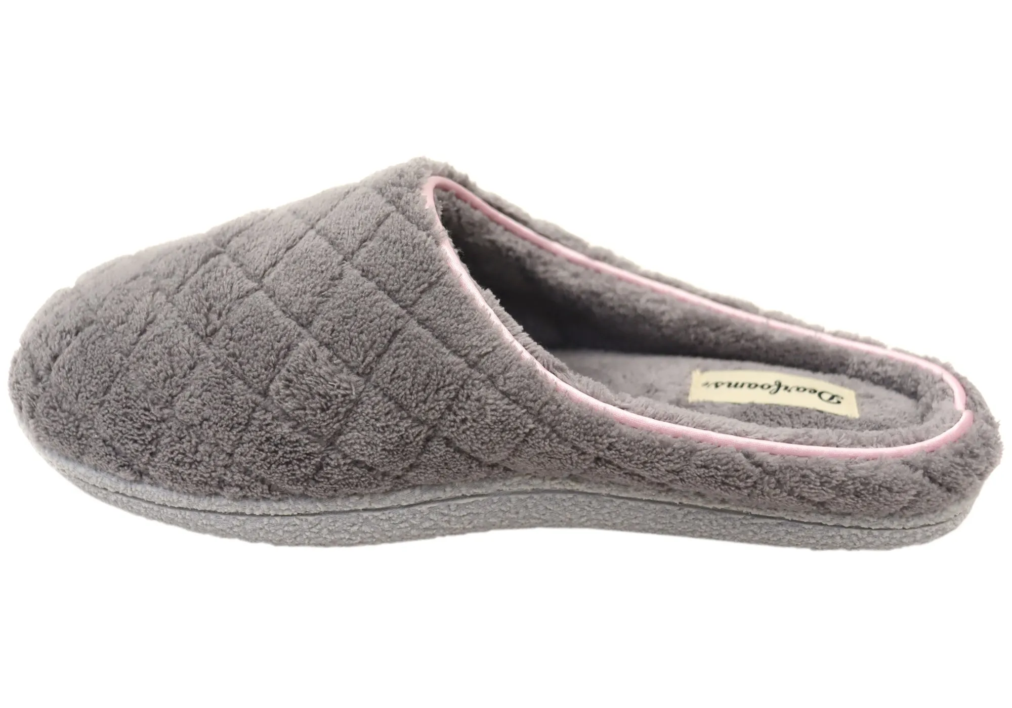 Dearfoams Womens Leslie Quilted Terry Clog Wide Fit Indoor Slippers