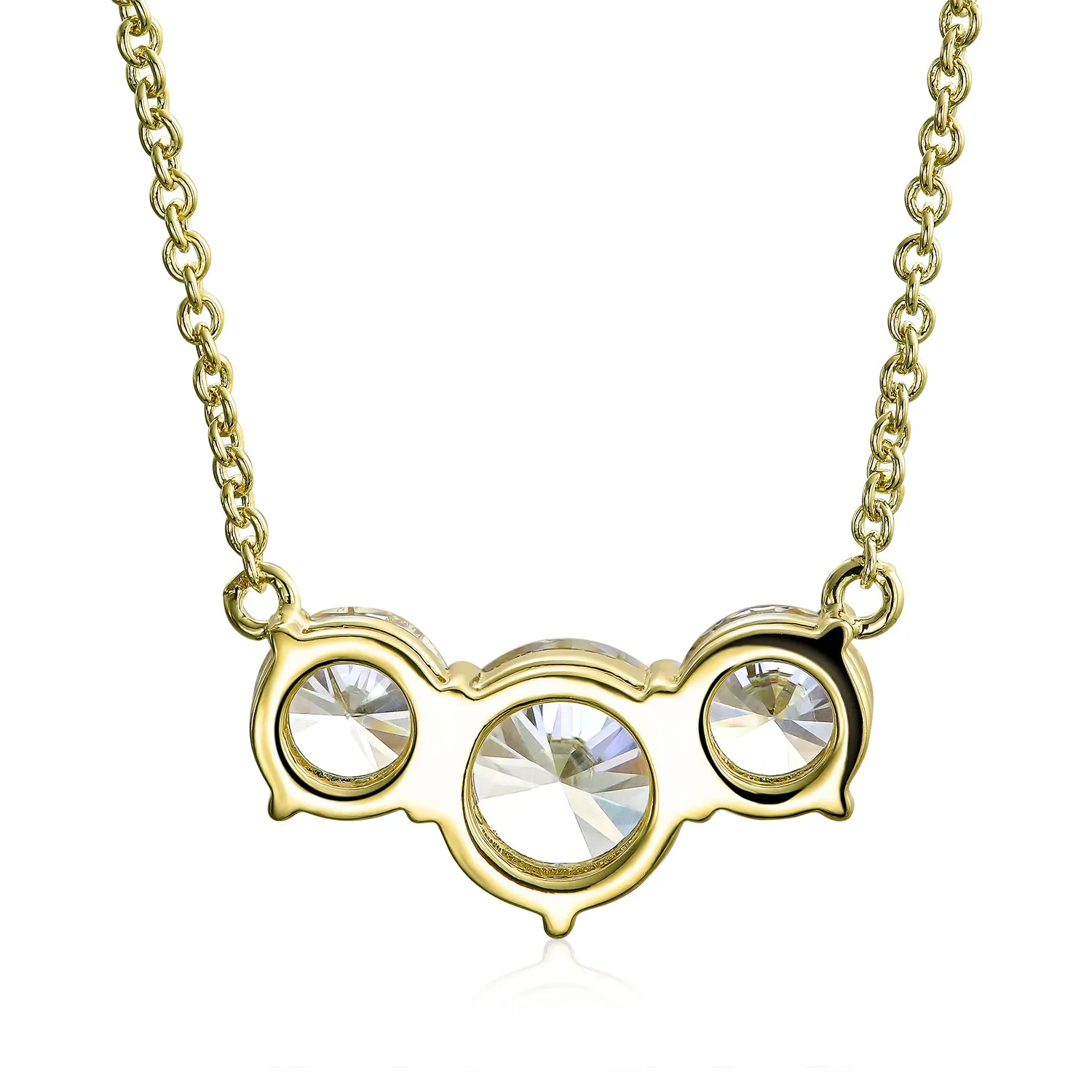 Delicate Past Present Future 3 Stone CZ Necklace Silver Gold Plated