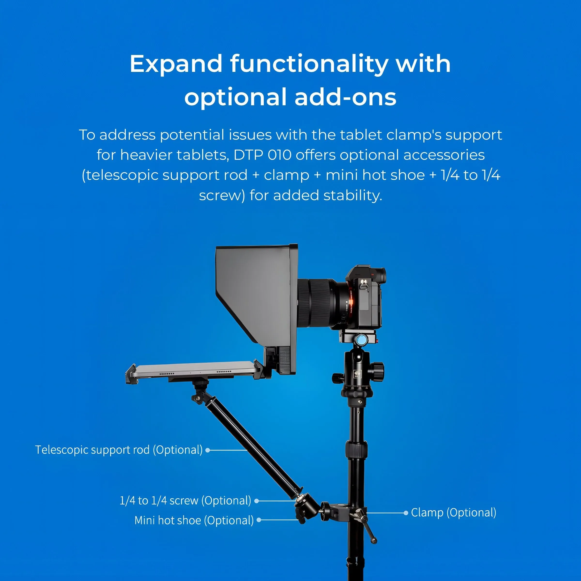 Digitek (DTP 010) 10” Digitek Teleprompter for Smartphone & DSLR Supports w/Remote Control, APP Compatible with iOS & Android System for Video Creator