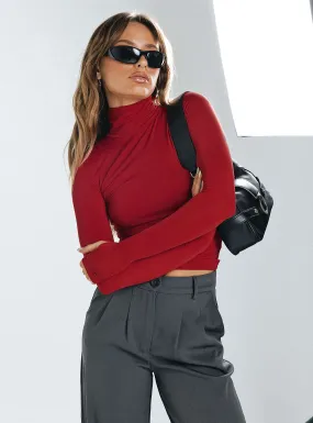 Elysium Long Sleeve Turtleneck Top Red