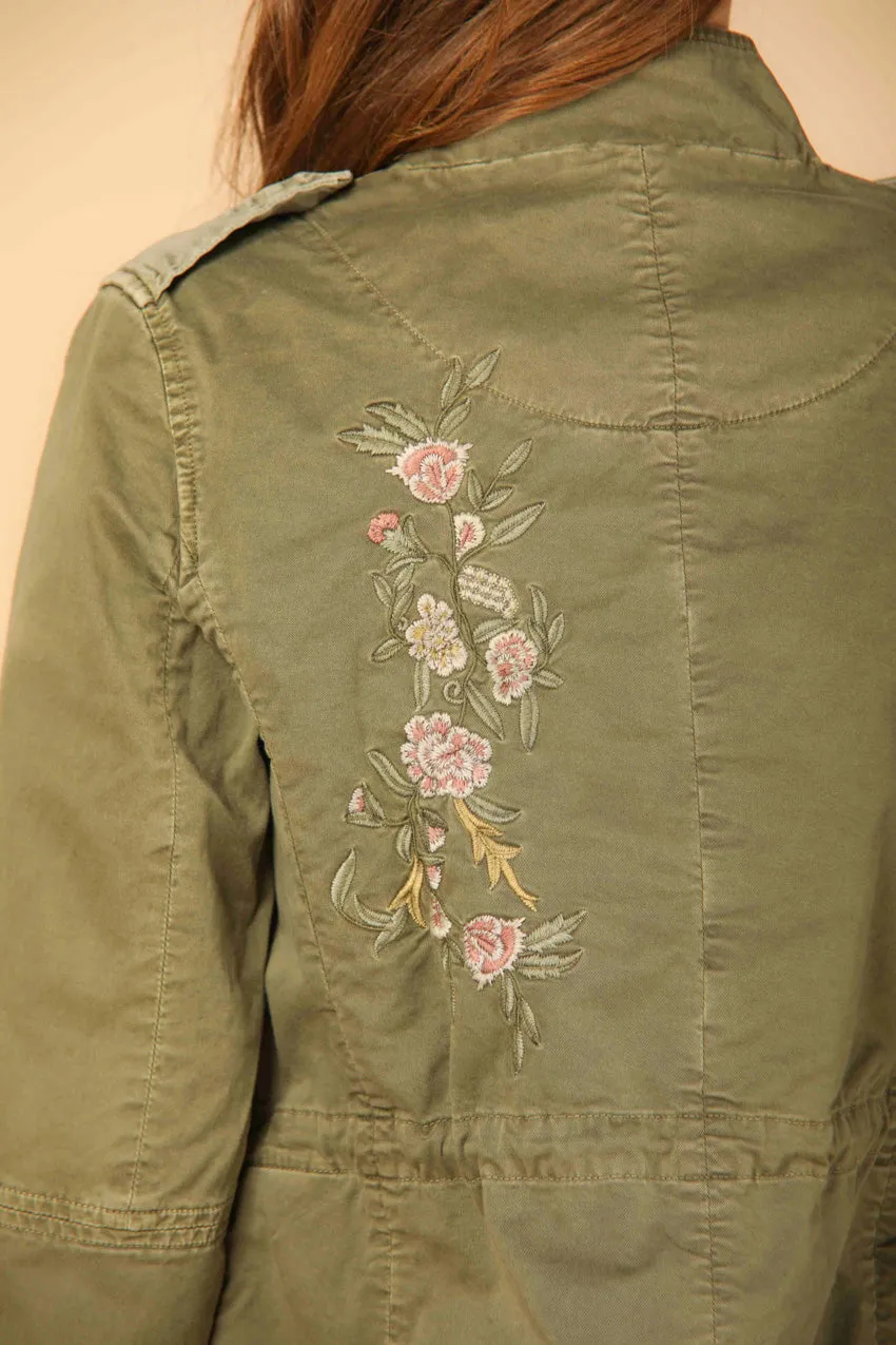 Eva woman's field jacket in cotton with embroidery on the pocket