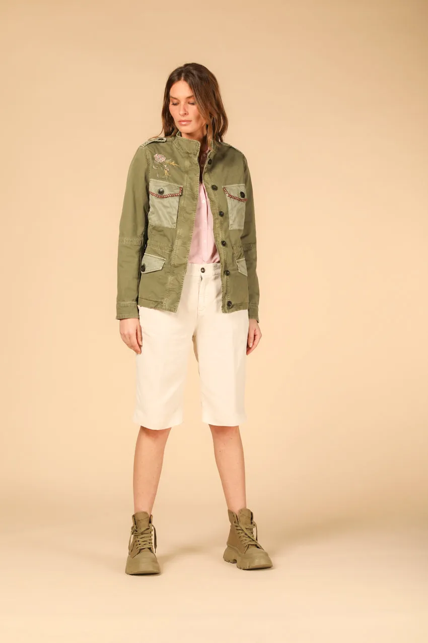 Eva woman's field jacket in cotton with embroidery on the pocket