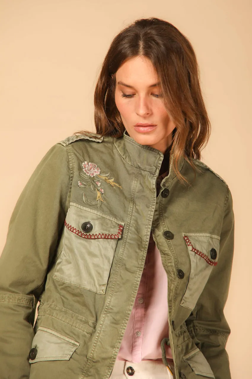 Eva woman's field jacket in cotton with embroidery on the pocket