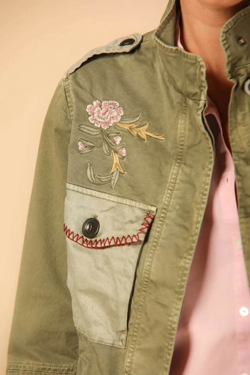 Eva woman's field jacket in cotton with embroidery on the pocket