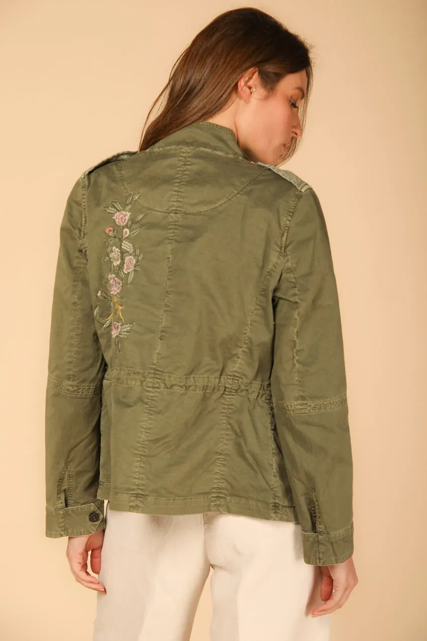 Eva woman's field jacket in cotton with embroidery on the pocket