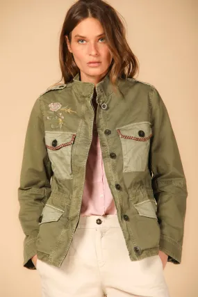 Eva woman's field jacket in cotton with embroidery on the pocket