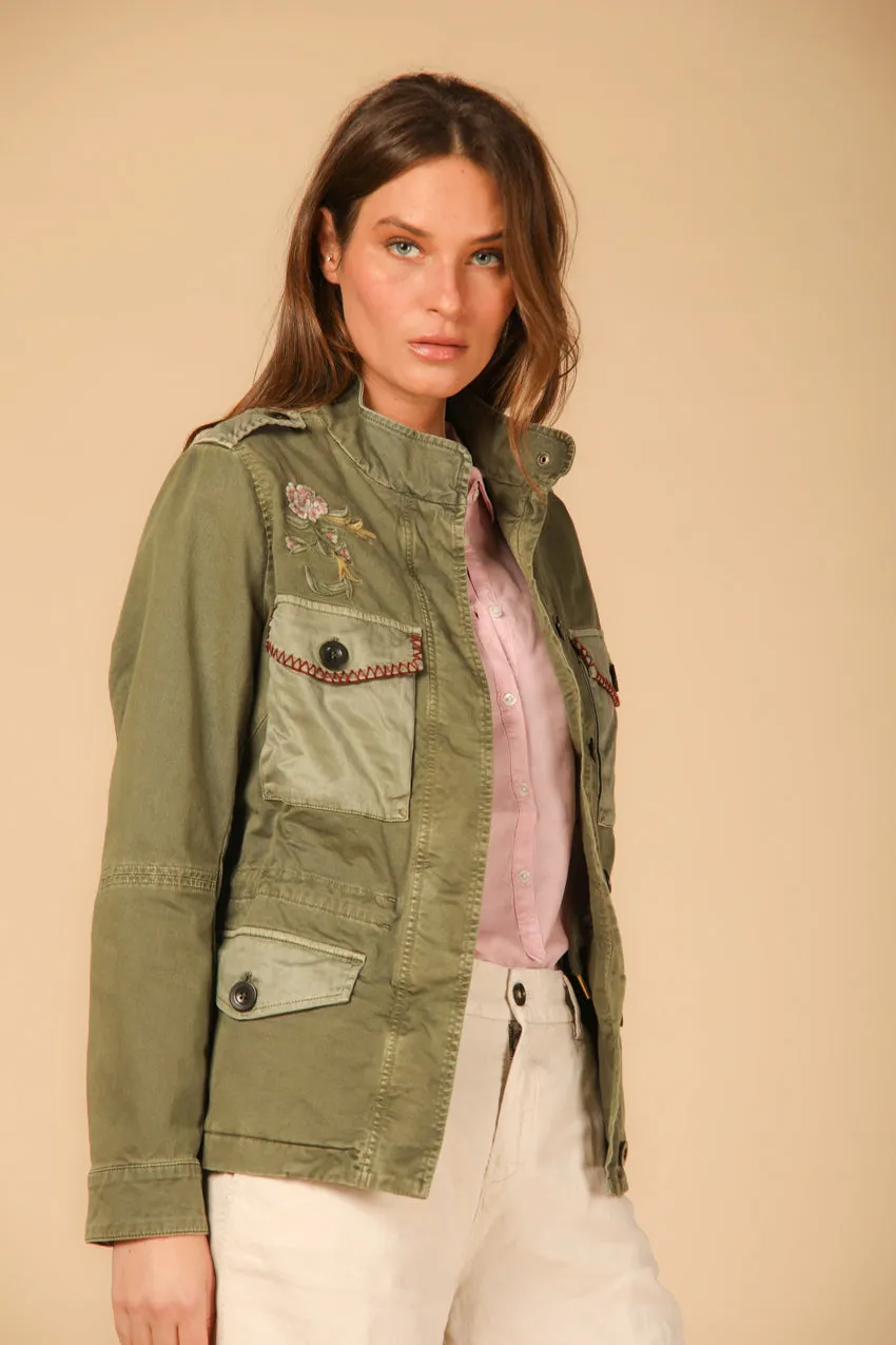 Eva woman's field jacket in cotton with embroidery on the pocket