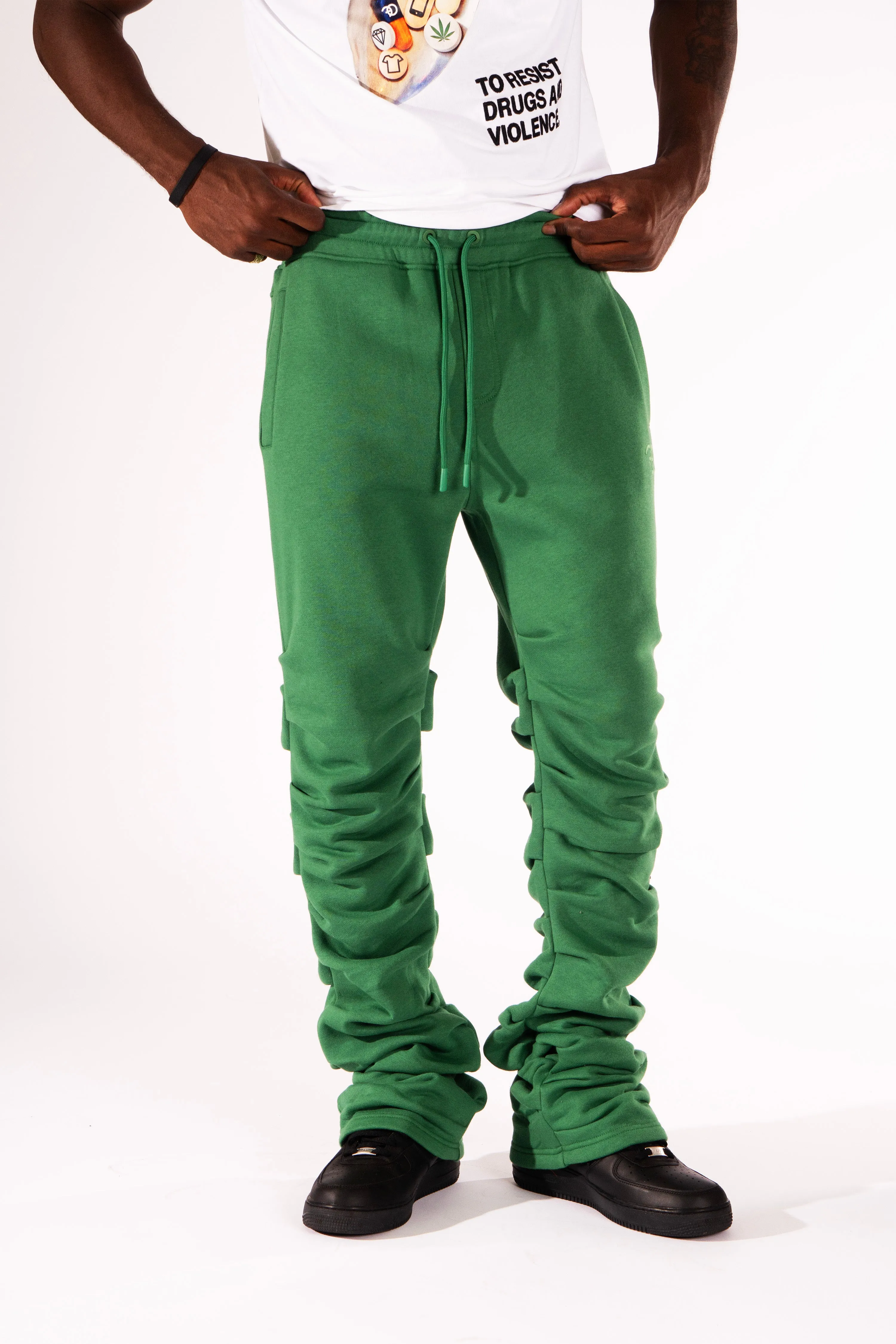 F6220 Malik Stacked Sweatpants - Green