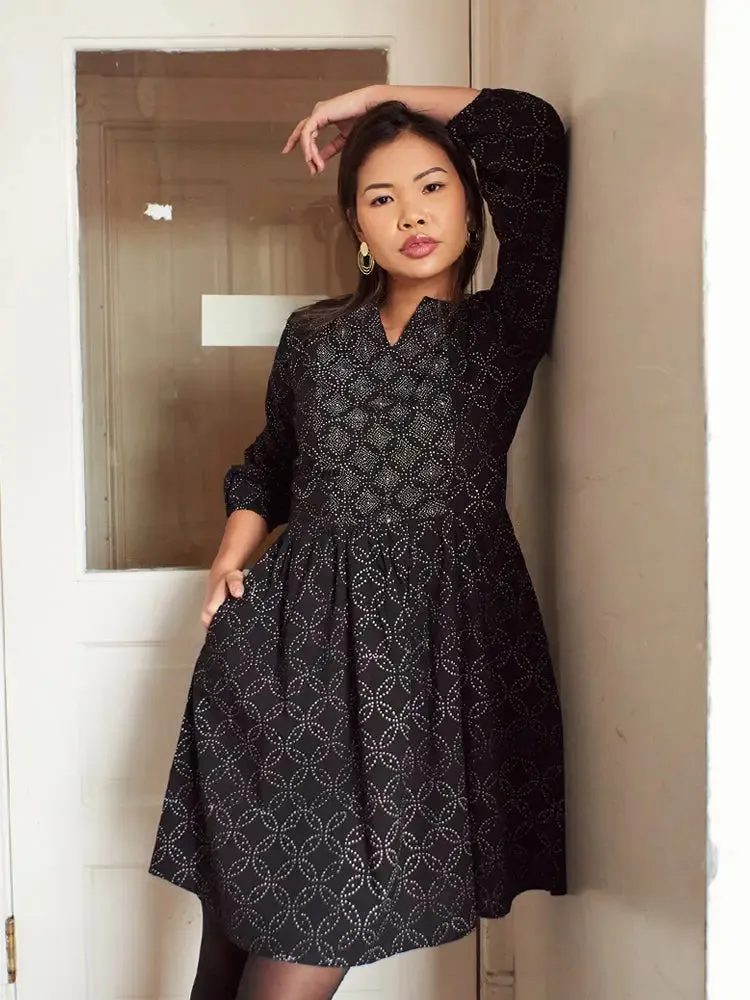 Fiona Dress in Ikigai Black by Mata Traders