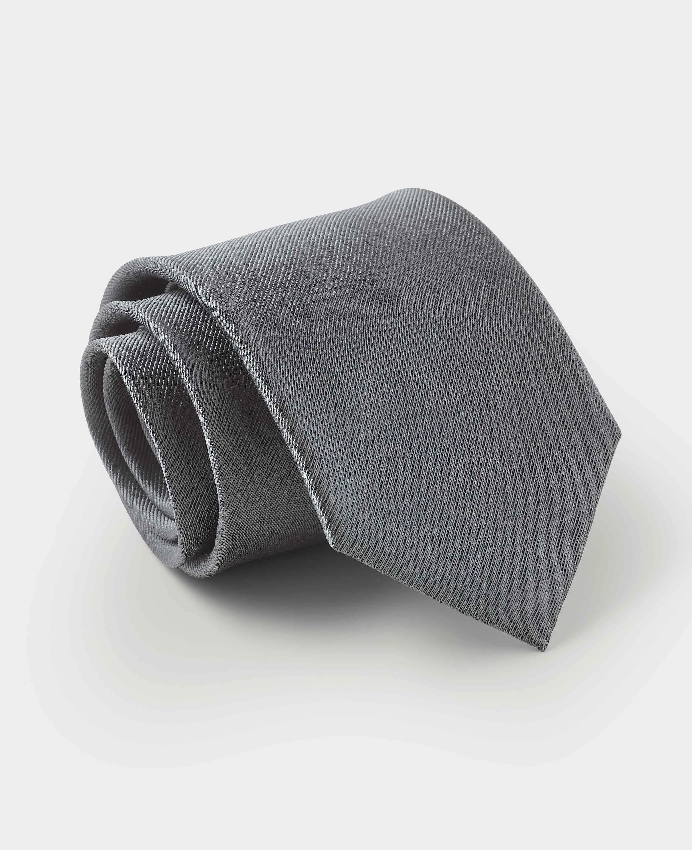 Grey Twill Silk Tie