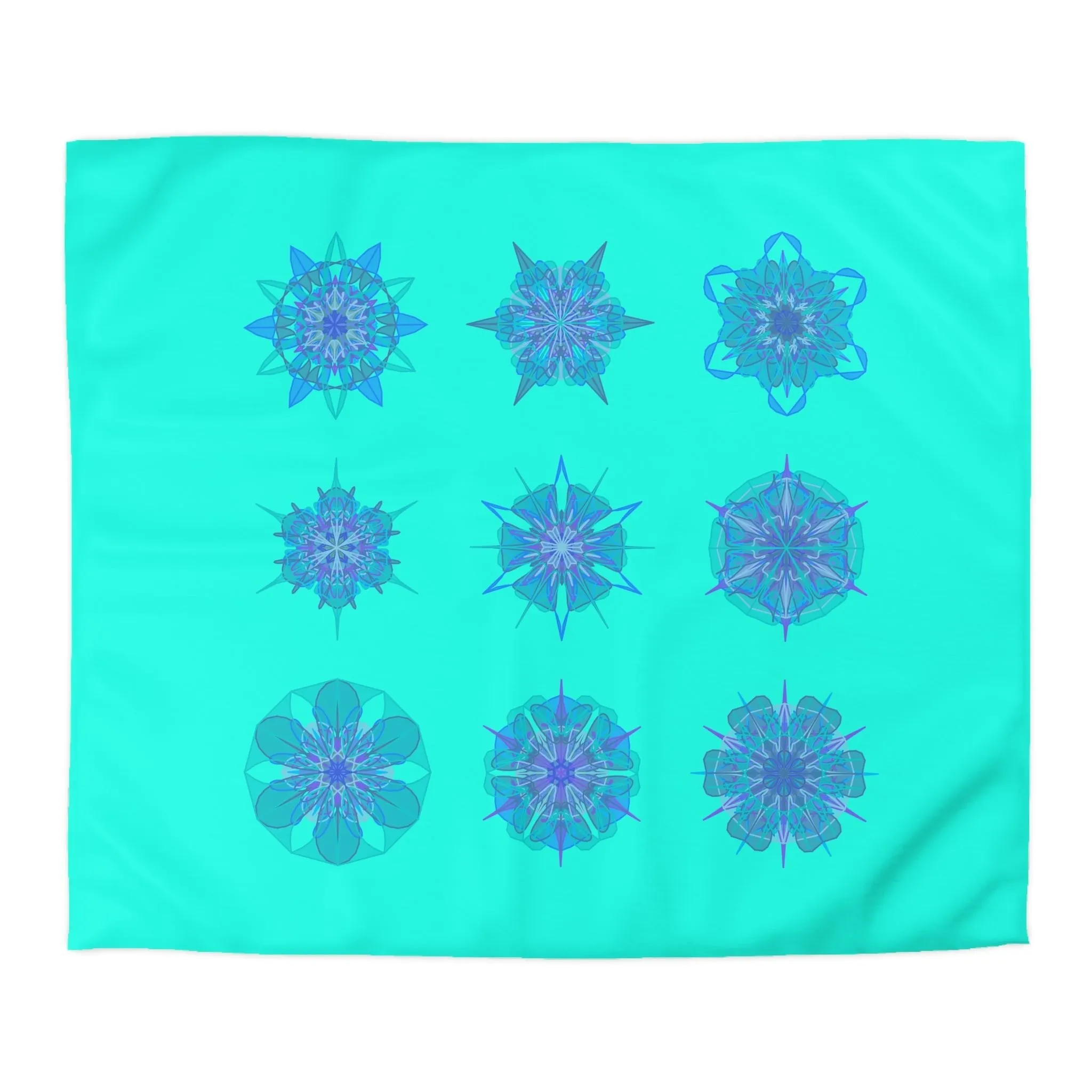 Handmade Mandala Design Microfiber Duvet Cover - Christmas Snowflakes