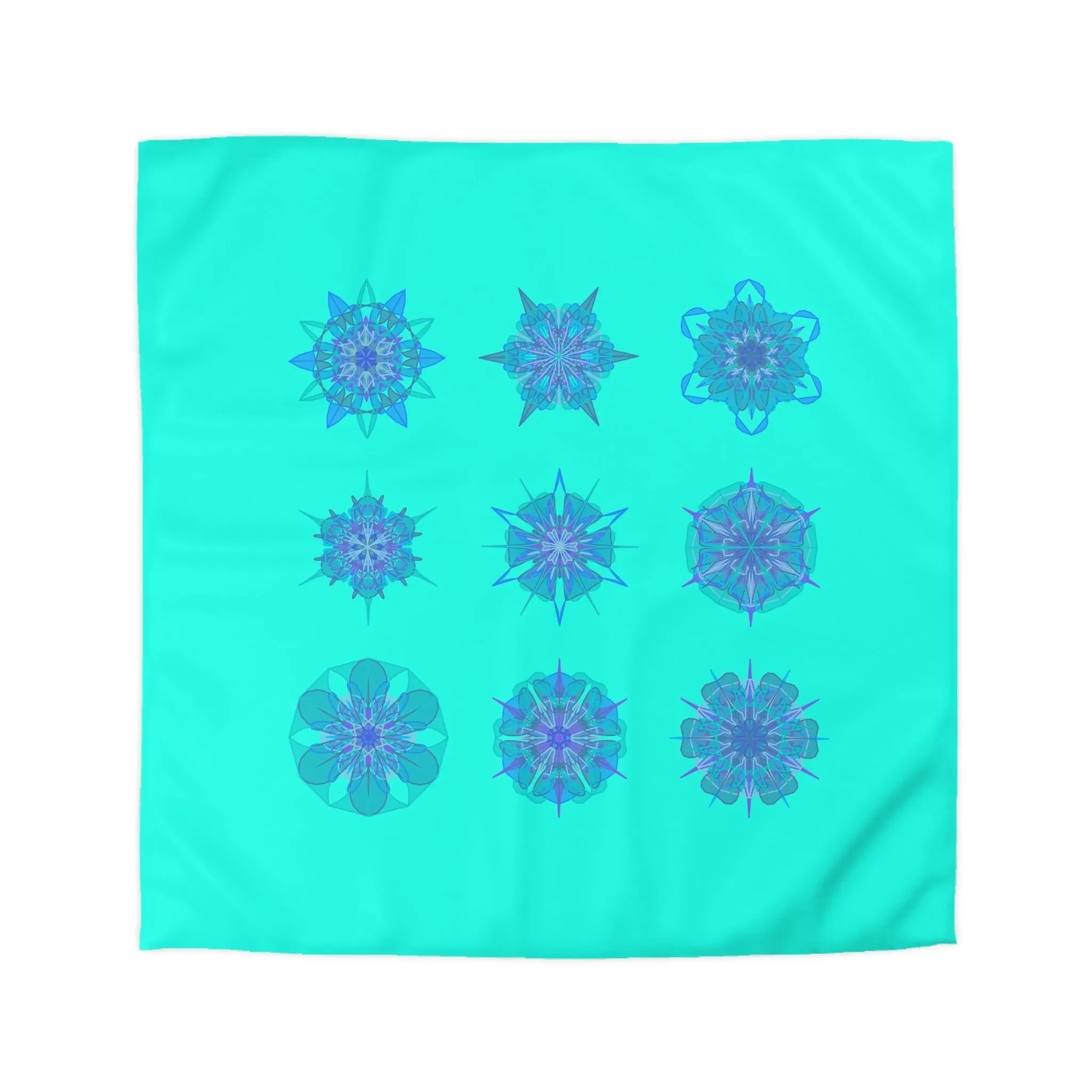 Handmade Mandala Design Microfiber Duvet Cover - Christmas Snowflakes