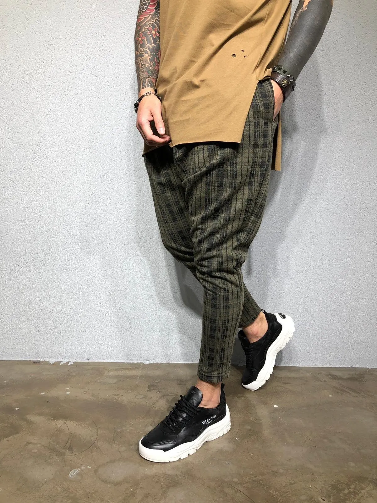 Khaki Checkered Jogger Pant BL210 Streetwear Jogger Pants