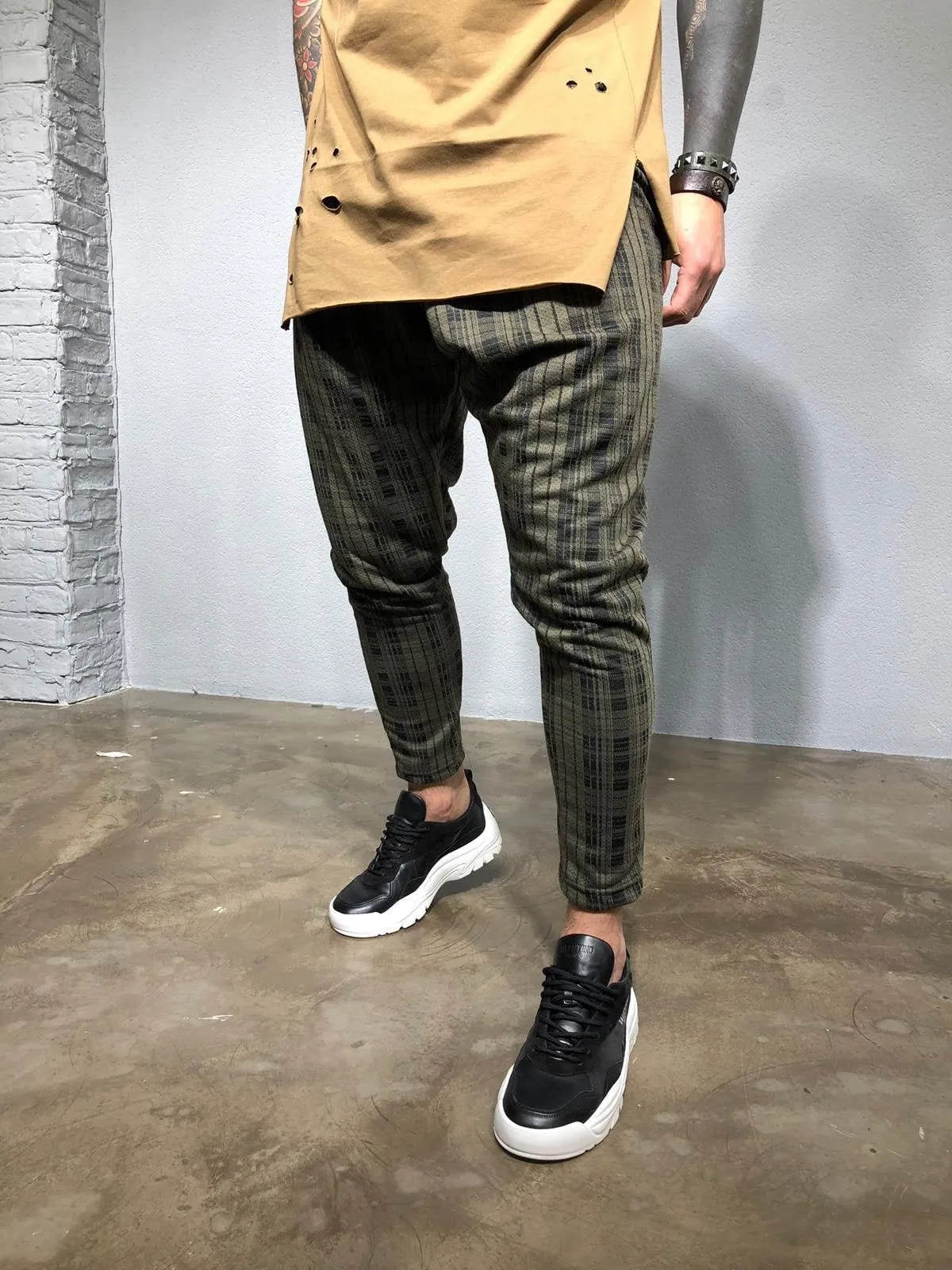 Khaki Checkered Jogger Pant BL210 Streetwear Jogger Pants