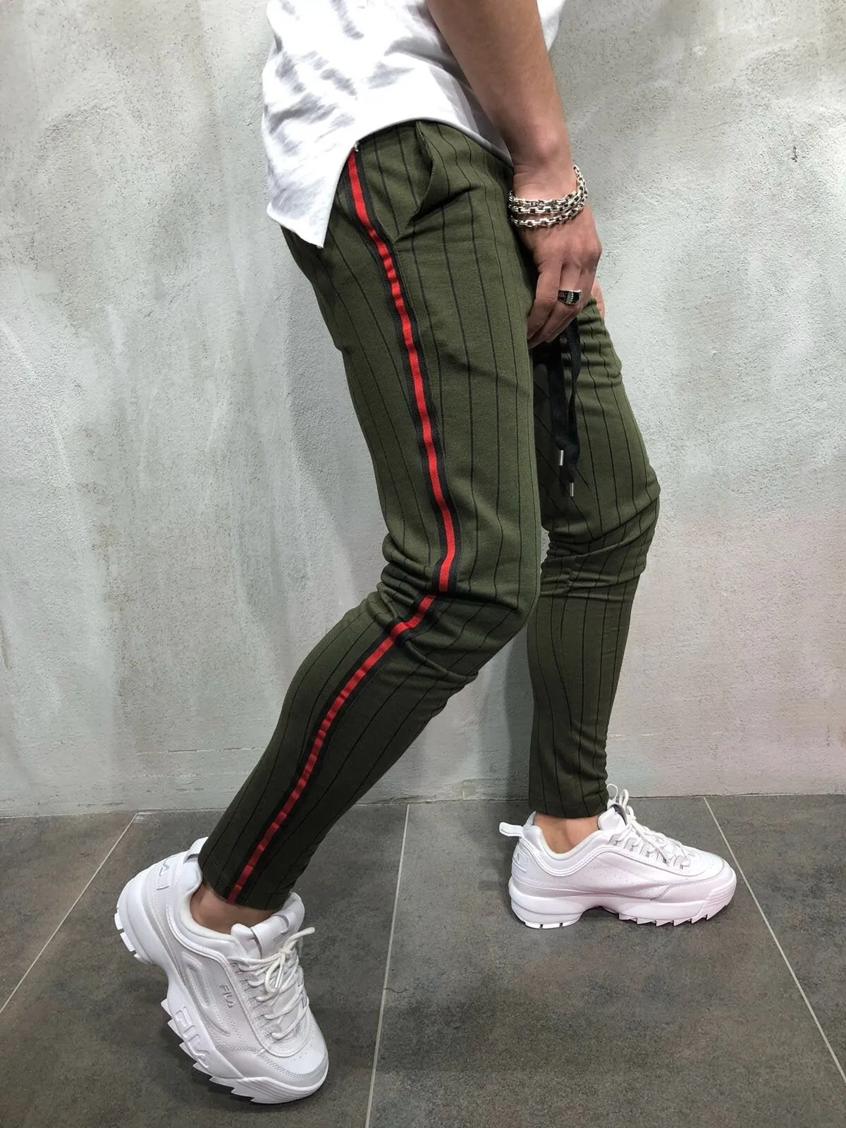 Khaki Side Striped Jogger Pant A100 Streetwear Jogger Pants